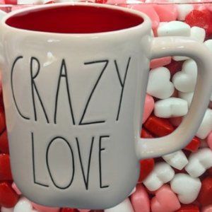 Rae Dunn CRAZY LOVE 16 oz Ceramic Mug Red White Valentine Christmas Gift
